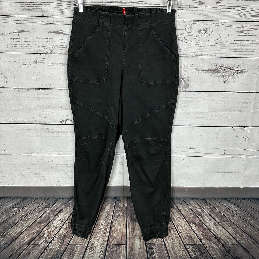 Spanx Pants Womens Large Washed Black Cargo Jogger Stretch Twill Tapered 20319R